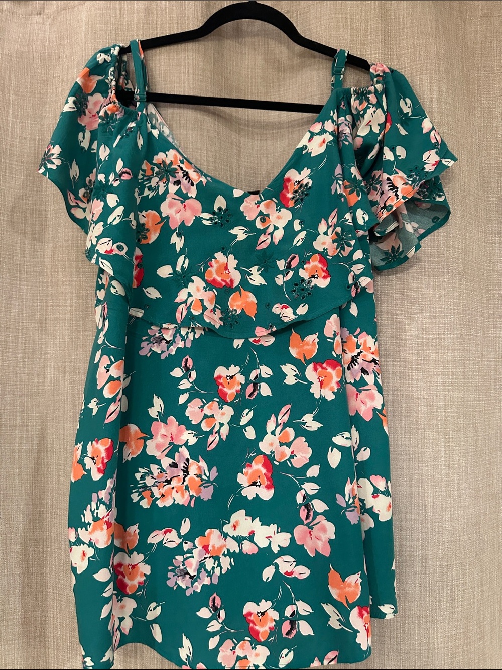 Torrid Teal  Orange Floral Ruffle Top